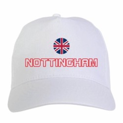 Cappellino ricamato NOTTINGHAM bianco - sportivo ultras, in poliestere, 5 pannelli, regolazione in velcro