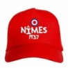 Cappellino ricamato NIMES Francia rosso - sportivo ultras, in poliestere, 5 pannelli, regolazione in velcro