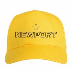 Cappellino ricamato NEWPORT giallo - sportivo ultras, in poliestere, 5 pannelli, regolazione in velcro