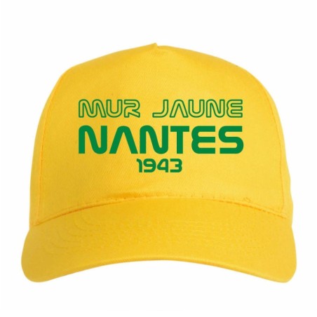 Cappellino ricamato NANTES giallo - sportivo ultras, in poliestere, 5 pannelli, regolazione in velcro