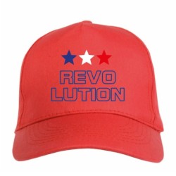 Cappellino ricamato REVOLUTION rosso - sportivo ultras, in poliestere, 5 pannelli, regolazione in velcro