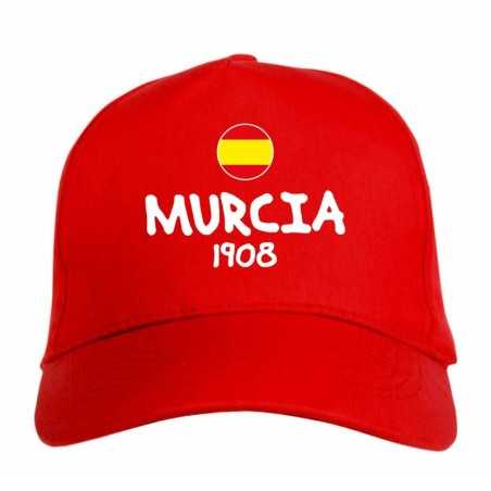 Cappellino ricamato MURCIA rosso - sportivo ultras, in poliestere, 5 pannelli, regolazione in velcro