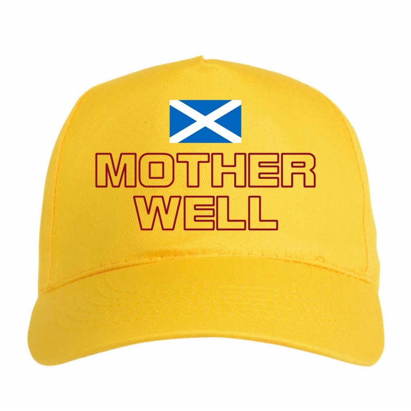 Cappellino ricamato MOTHERWELL giallo - sportivo ultras, in poliestere, 5 pannelli, regolazione in velcro