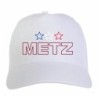 Cappellino ricamato METZ bianco - sportivo ultras, in poliestere, 5 pannelli, regolazione in velcro