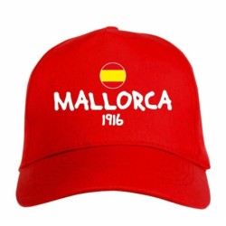 Cappellino ricamato MALLORCA rosso - sportivo ultras, in poliestere, 5 pannelli, regolazione in velcro