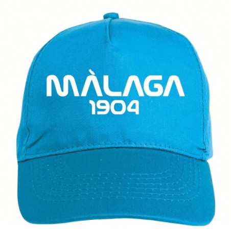 Cappellino ricamato MALAGA azzurro - sportivo ultras, in poliestere, 5 pannelli, regolazione in velcro