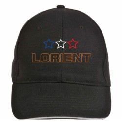 Cappellino ricamato LORIENT nero - sportivo ultras, in poliestere, 5 pannelli, regolazione in velcro