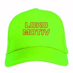 Cappellino ricamato LOKOMOTIV verde - sportivo ultras, in poliestere, 5 pannelli, regolazione in velcro