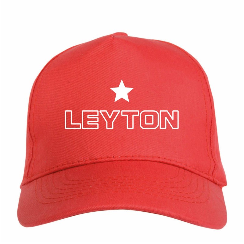 Cappellino ricamato LEYTON rosso - sportivo ultras, in poliestere, 5 pannelli, regolazione in velcro