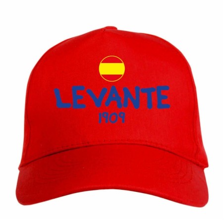 Cappellino ricamato LEVANTE rosso - sportivo ultras, in poliestere, 5 pannelli, regolazione in velcro