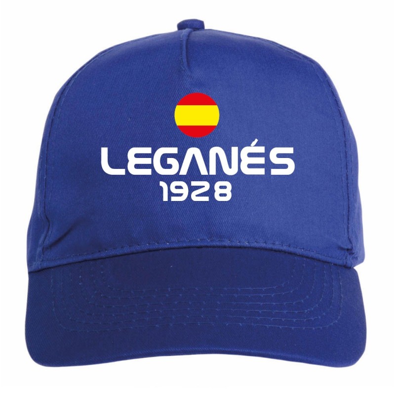 Cappellino ricamato LEGANES blu - sportivo ultras, in poliestere, 5 pannelli, regolazione in velcro