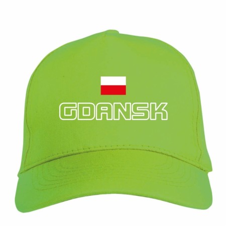 Cappellino ricamato Polonia GDANSK verde - sportivo ultras, in poliestere, 5 pannelli, regolazione in velcro