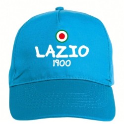 Cappellino ricamato LAZIO azzurro - sportivo ultras, in poliestere, 5 pannelli, regolazione in velcro