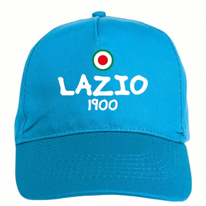 Cappellino ricamato LAZIO azzurro - sportivo ultras, in poliestere, 5 pannelli, regolazione in velcro