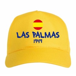 Cappellino ricamato LAS PALMAS giallo - sportivo ultras, in poliestere, 5 pannelli, regolazione in velcro