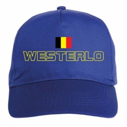 Cappellino ricamato WESTERLO blu - sportivo ultras, in poliestere, 5 pannelli, regolazione in velcro