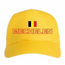 Cappellino ricamato MECHELEN giallo - sportivo ultras, in poliestere, 5 pannelli, regolazione in velcro