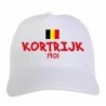 Cappellino ricamato KORTRIJK bianco - sportivo ultras, in poliestere, 5 pannelli, regolazione in velcro