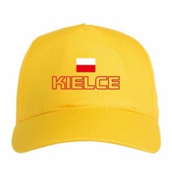 Cappellino ricamato KIELCE giallo - sportivo ultras, in poliestere, 5 pannelli, regolazione in velcro