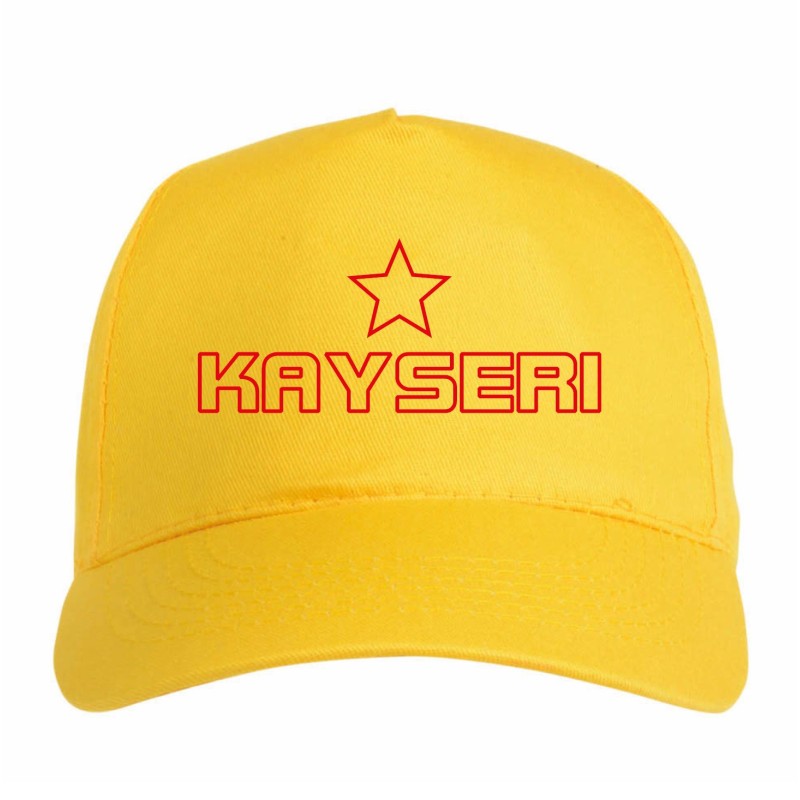 Cappellino ricamato KAYSERI Turchia giallo - sportivo ultras, in poliestere, 5 pannelli, regolazione in velcro