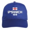 Cappellino ricamato IPSWICH UK blu - sportivo ultras, in poliestere, 5 pannelli, regolazione in velcro