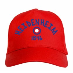 Cappellino ricamato HEIDENHEIM rosso - sportivo ultras, in poliestere, 5 pannelli, regolazione in velcro