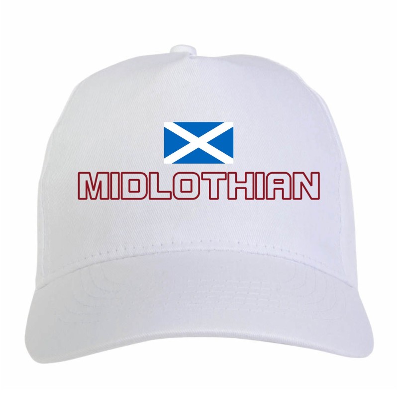 Cappellino ricamato Edimburgo Scozia bianco - sportivo ultras, in poliestere, 5 pannelli, regolazione in velcro