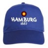 Cappellino ricamato HAMBURGER blu - sportivo ultras, in poliestere, 5 pannelli, regolazione in velcro