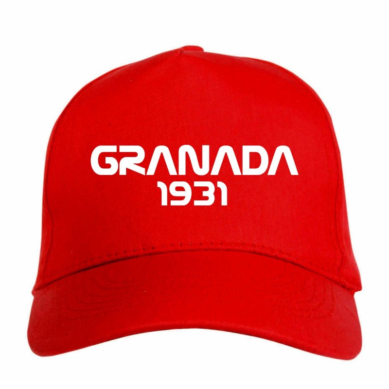 Cappellino ricamato GRANADA rosso - sportivo ultras, in poliestere, 5 pannelli, regolazione in velcro