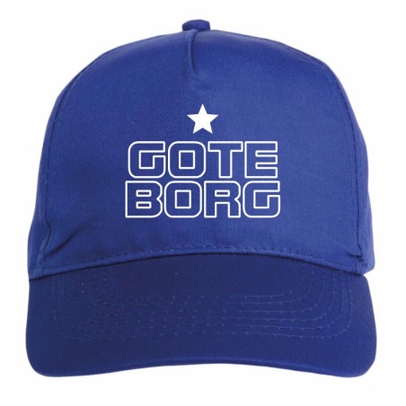 Cappellino ricamato GOTEBORG blu - sportivo ultras, in poliestere, 5 pannelli, regolazione in velcro