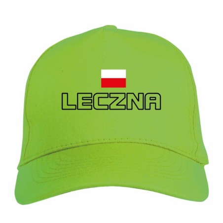 Cappellino ricamato Polonia LECZNA verde - sportivo ultras, in poliestere, 5 pannelli, regolazione in velcro