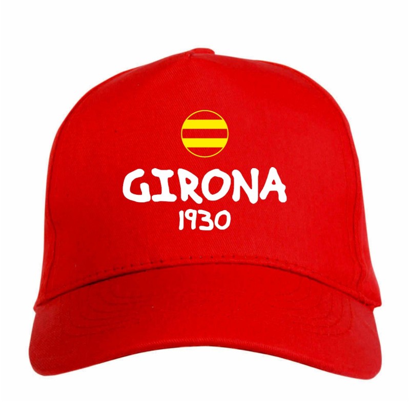 Cappellino ricamato GIRONA rosso - sportivo ultras, in poliestere, 5 pannelli, regolazione in velcro