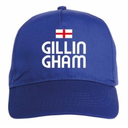 Cappellino ricamato GILLINGHAM blu - sportivo ultras, in poliestere, 5 pannelli, regolazione in velcro