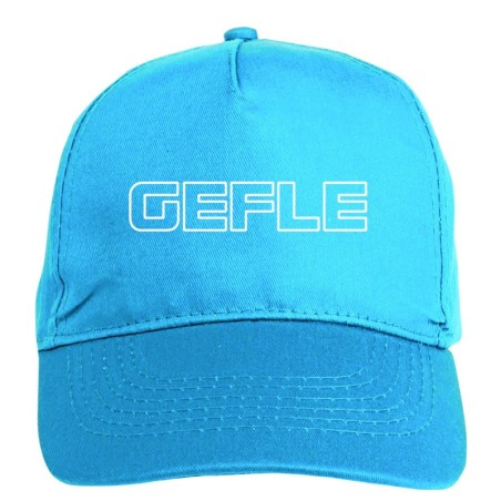 Cappellino ricamato GEFLE azzurro - sportivo ultras, in poliestere, 5 pannelli, regolazione in velcro