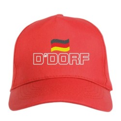 Cappellino ricamato Germania DUSSELDORF rosso - sportivo ultras, in poliestere, 5 pannelli