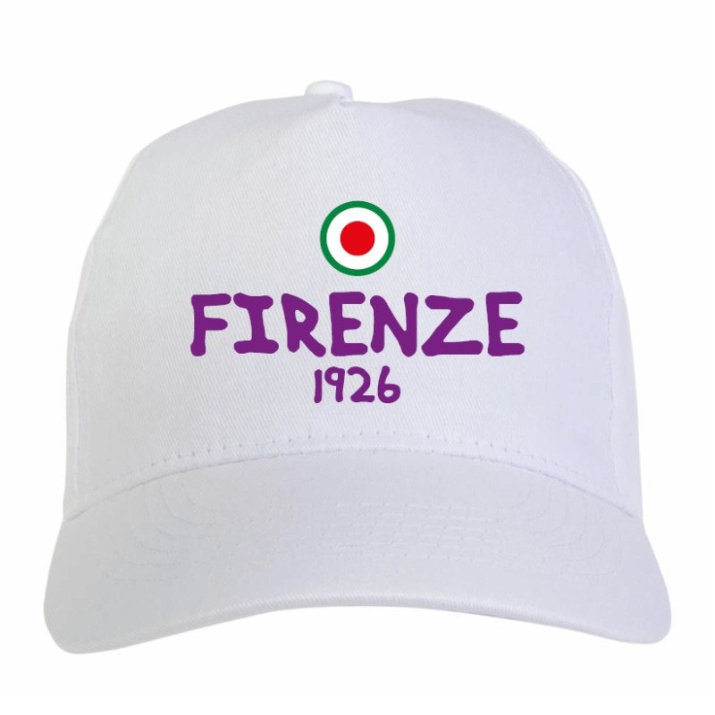 Cappellino ricamato FIRENZE viola - sportivo ultras, in poliestere, 5 pannelli, regolazione in velcro