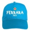 Cappellino ricamato FERRARA azzurro - sportivo ultras, in poliestere, 5 pannelli, regolazione in velcro