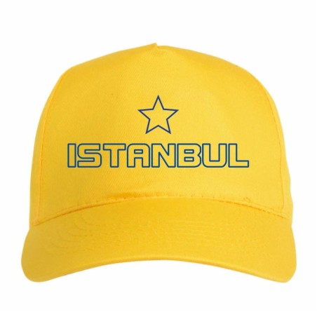 Cappellino ricamato Turchia giallo - sportivo ultras, in poliestere, 5 pannelli, regolazione in velcro