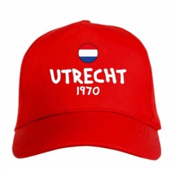 Cappellino ricamato UTRECHT rosso - sportivo ultras, in poliestere, 5 pannelli, regolazione in velcro