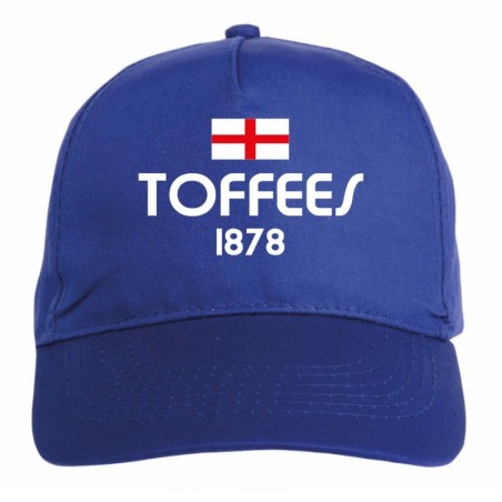 Cappellino ricamato Toffees Londra UK blu - sportivo ultras, in poliestere, 5 pannelli, regolazione in velcro