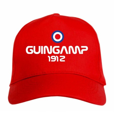 Cappellino ricamato Francia GUINGAMP rosso - sportivo ultras, in poliestere, 5 pannelli, regolazione in velcro