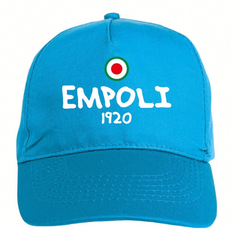 Cappellino ricamato EMPOLI azzurro - sportivo ultras, in poliestere, 5 pannelli, regolazione in velcro