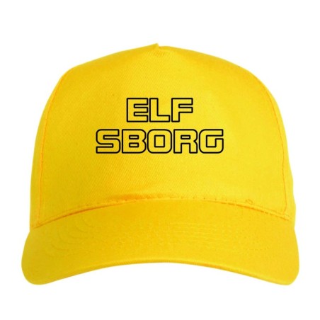 Cappellino ricamato ELFSBORG giallo - sportivo ultras, in poliestere, 5 pannelli, regolazione in velcro