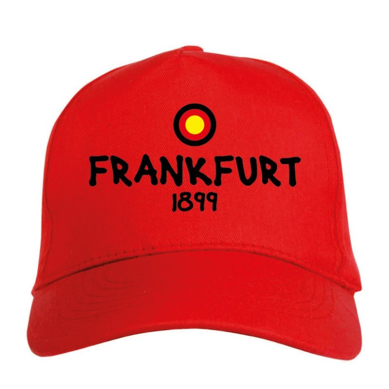 Cappellino ricamato Germania FRANKFURT rosso - sportivo ultras, in poliestere, 5 pannellI