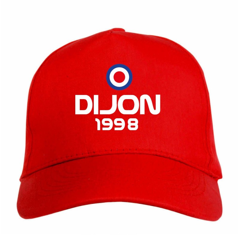 Cappellino ricamato DIJON rosso - sportivo ultras, in poliestere, 5 pannelli, regolazione in velcro