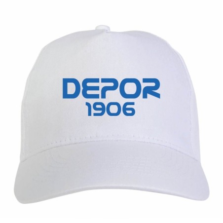 Cappellino ricamato DEPOR bianco - sportivo ultras, in poliestere, 5 pannelli, regolazione in velcro