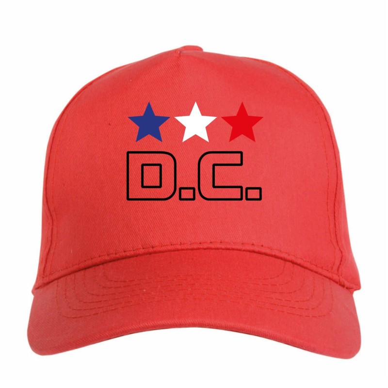 Cappellino ricamato Washington USA rosso - sportivo ultras, in poliestere, 5 pannelli, regolazione in velcro