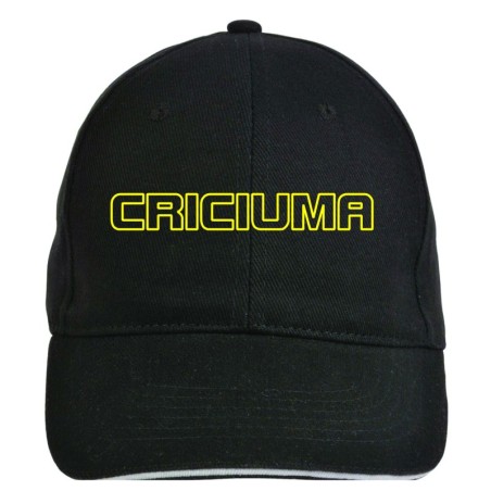 Cappellino ricamato CRICIUMA nero - sportivo ultras, in poliestere, 5 pannelli, regolazione in velcro