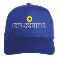 Cappellino ricamato CRUZEIRO blu - sportivo ultras, in poliestere, 5 pannelli, regolazione in velcro