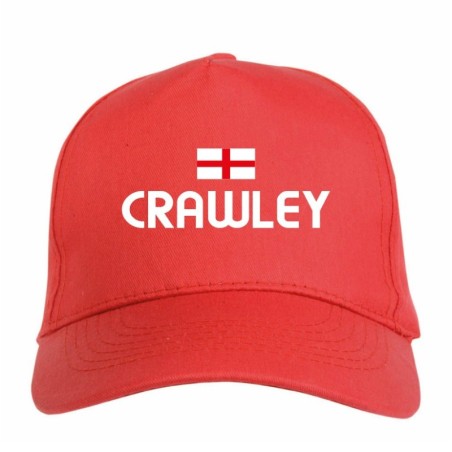 Cappellino ricamato CRAWLEY rosso - sportivo ultras, in poliestere, 5 pannelli, regolazione in velcro